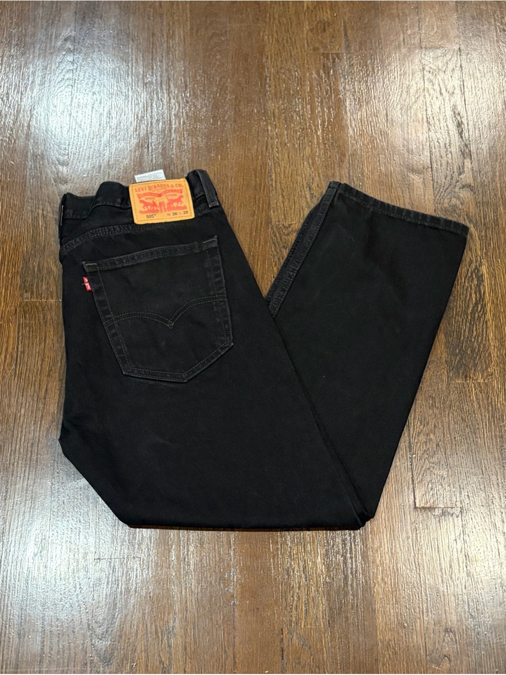 Levi's 505 Regular Fit Straight Leg Jeans Black Waist 36